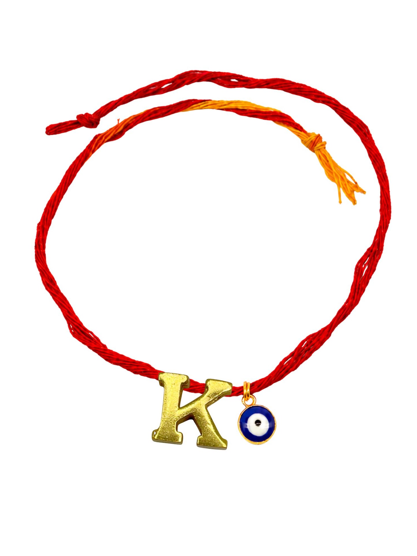 A to Z Letter Evil Eye Initial Name Rakhi Moli Thread for Bhai Bhaiya Bro