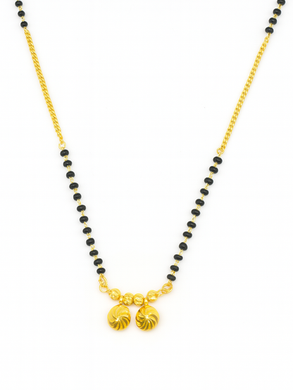 Short Mangalsutra Designs Gold Plated Latest 2 Vati Pendant Single Layer Gold Chain Mangalsutra