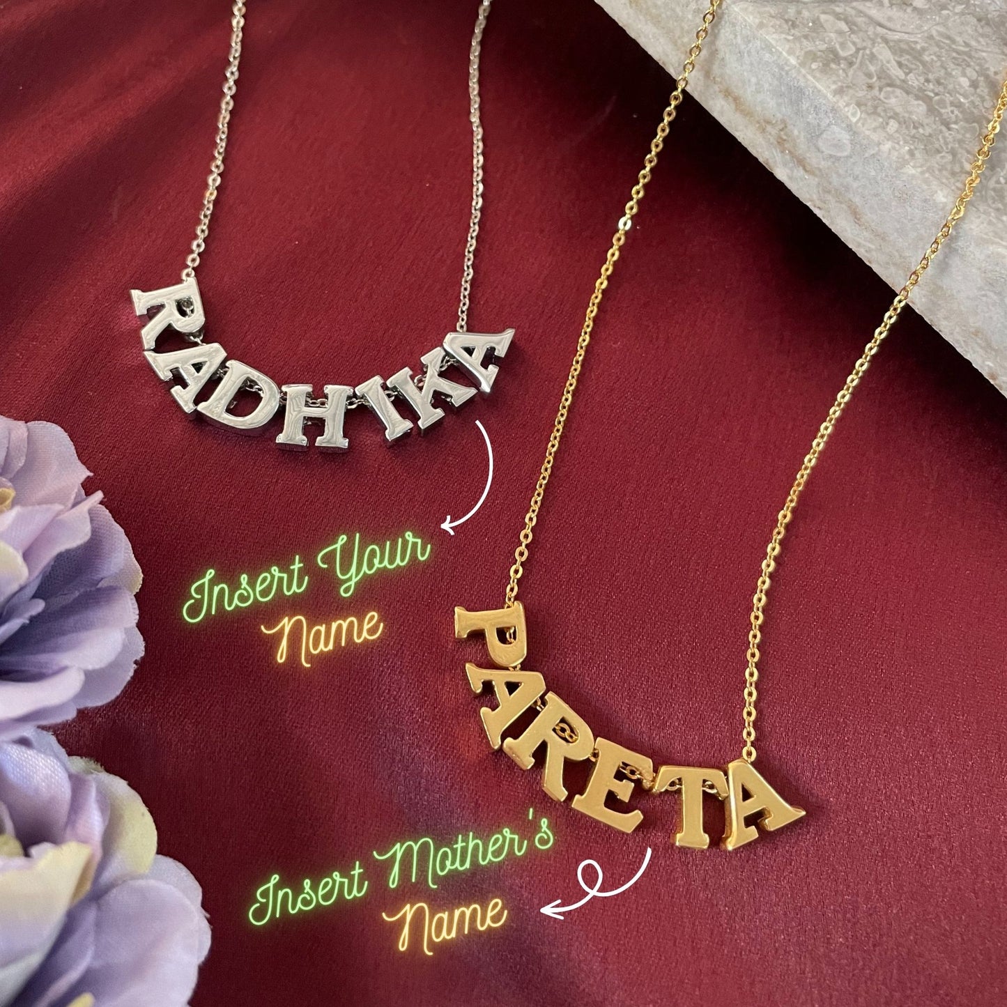 Matching Name Necklaces For Mother and Child (Son/Daughter)