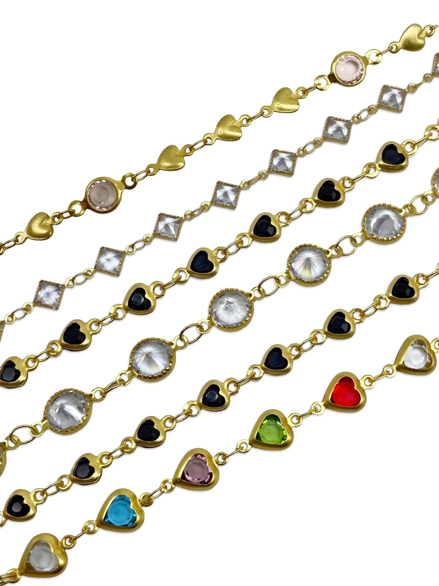 (Set of 6) Multicolour/Black/Heart/Crystal Lumba Rakhi