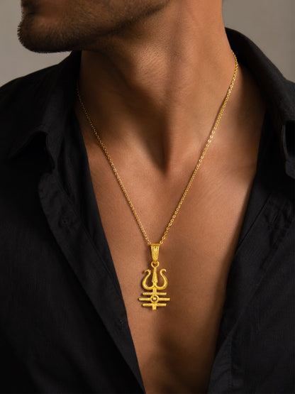 Trishul Pendant With Fancy Chain Necklace For Men & Women