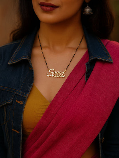 2 Personalized Cursive Name Short Mangalsutra Design