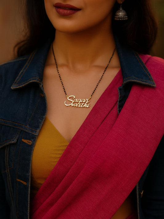 2 Personalized Cursive Name Short Mangalsutra Design
