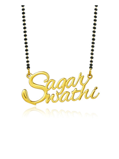 2 Personalized Cursive Name Short Mangalsutra Design