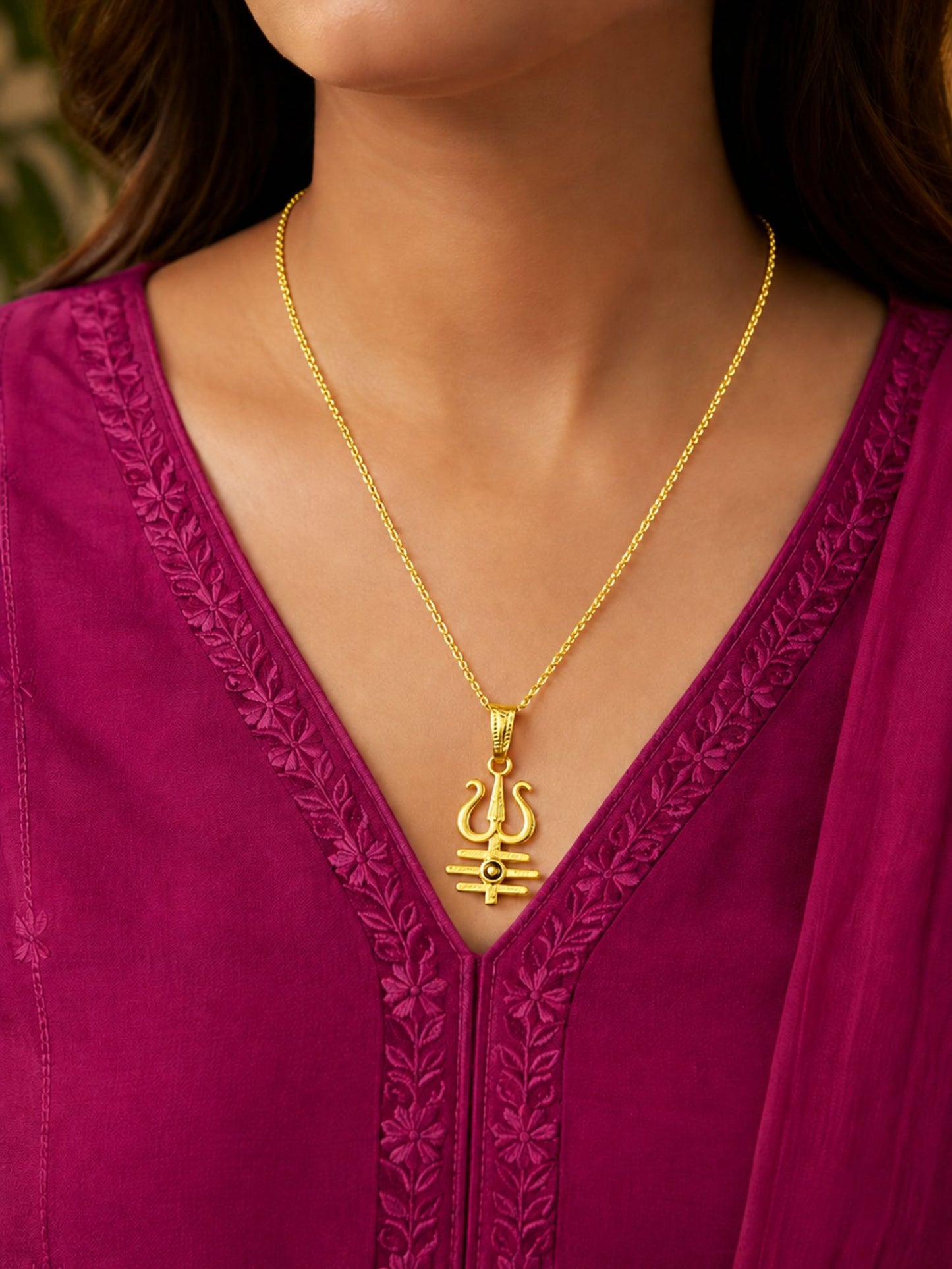 Trishul Pendant With Fancy Chain Necklace For Men & Women