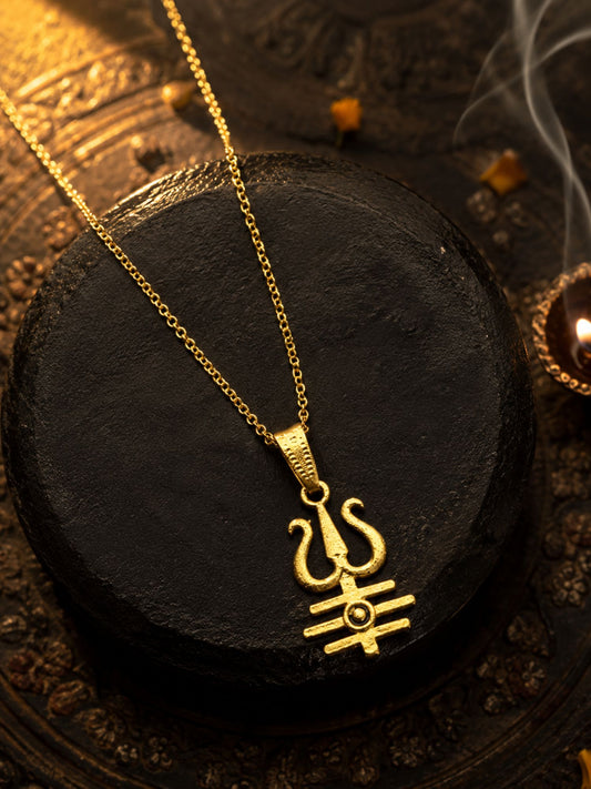 Trishul Pendant With Fancy Chain Necklace For Men & Women