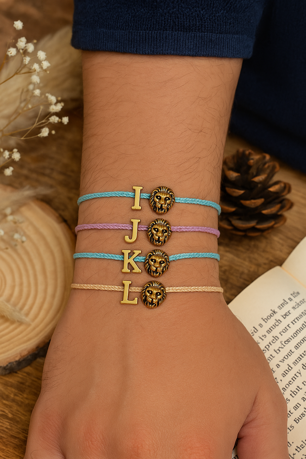 A-Z Name Initial Letter Rakhi Bracelet With Lion Charm