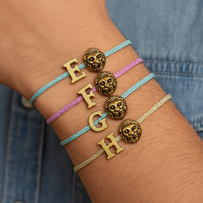 A-Z Name Initial Letter Rakhi Bracelet With Lion Charm