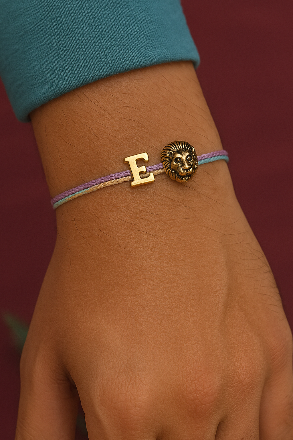 A-Z Name Initial Letter Rakhi Bracelet With Lion Charm