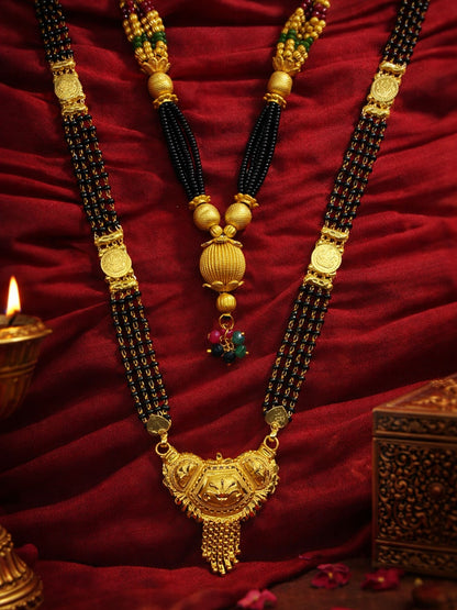 Set of 2 Gold Plated Long & Short Mangalsutra