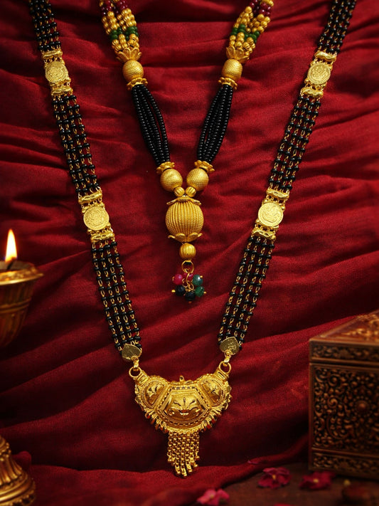 Set of 2 Gold Plated Long & Short Mangalsutra