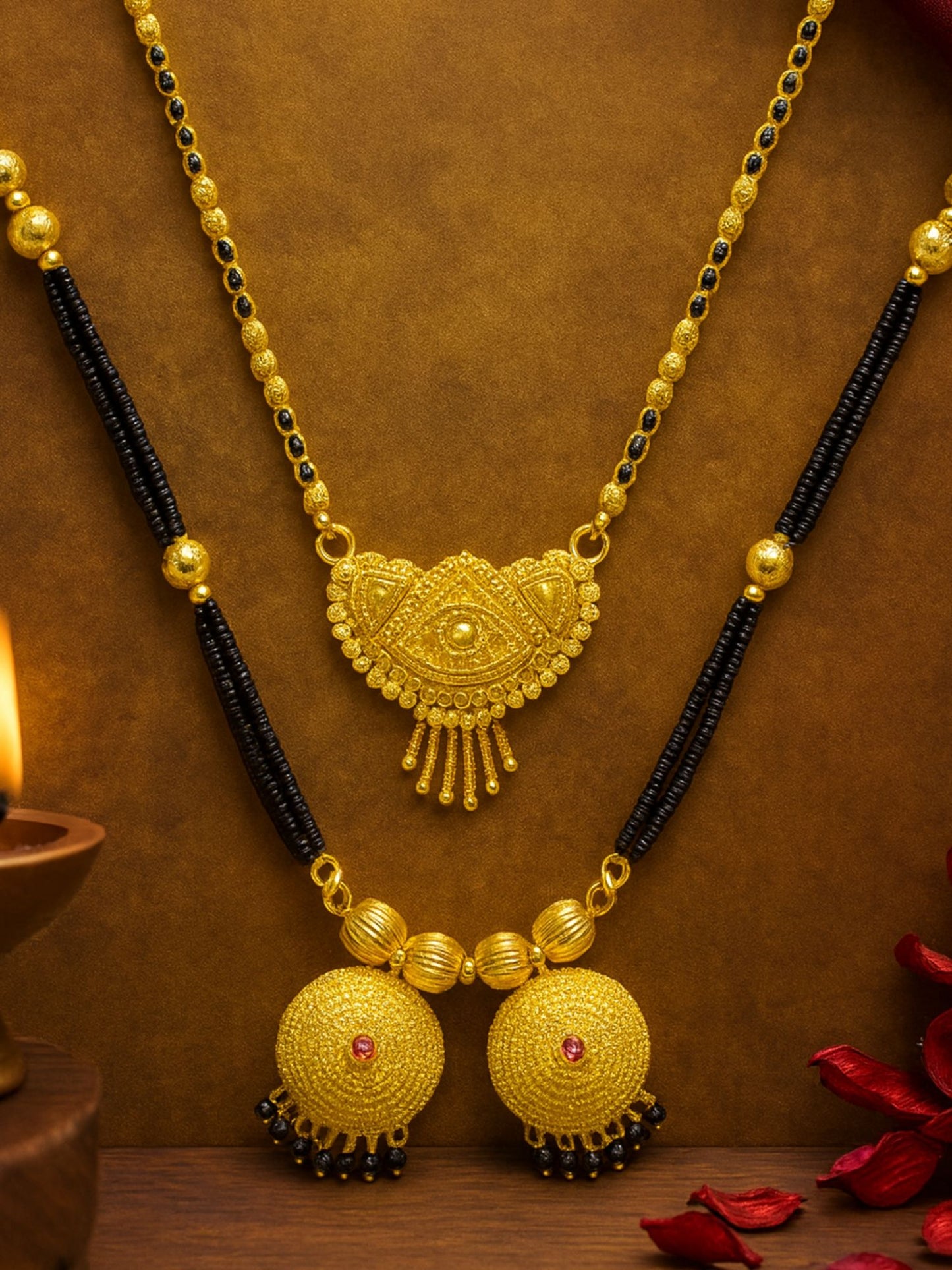 Set of 2 Gold Plated Traditional Long & Short Mangalsutra
