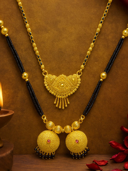 Set of 2 Gold Plated Traditional Long & Short Mangalsutra