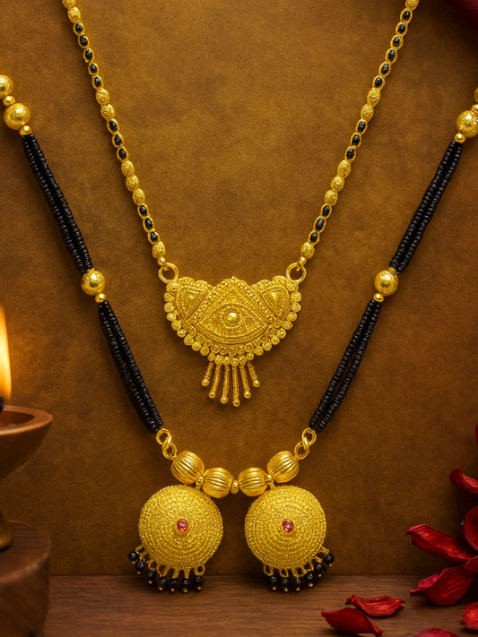 Set of 2 Gold Plated Traditional Long & Short Mangalsutra