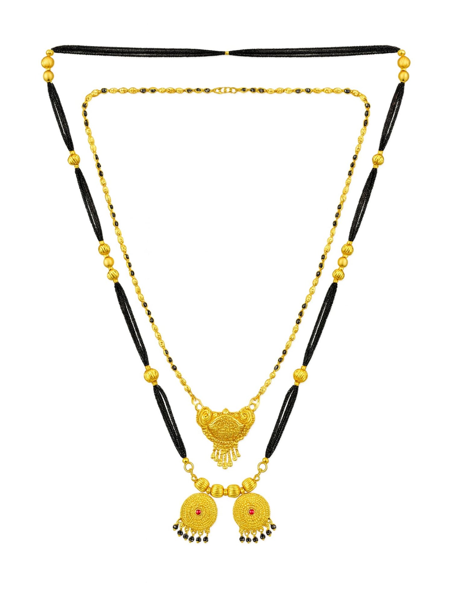 Set of 2 Gold Plated Traditional Long & Short Mangalsutra