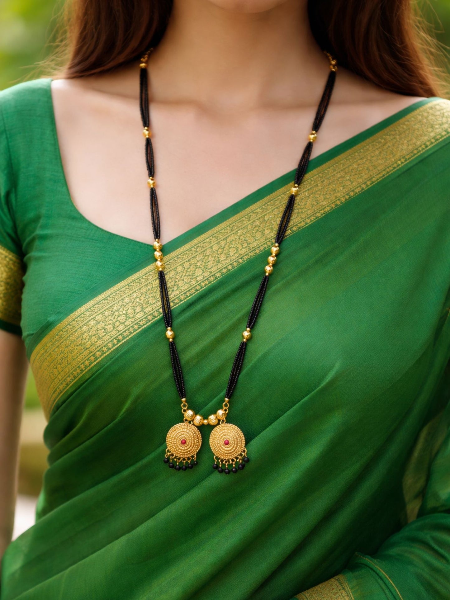 Set of 2 Gold Plated Traditional Long & Short Mangalsutra