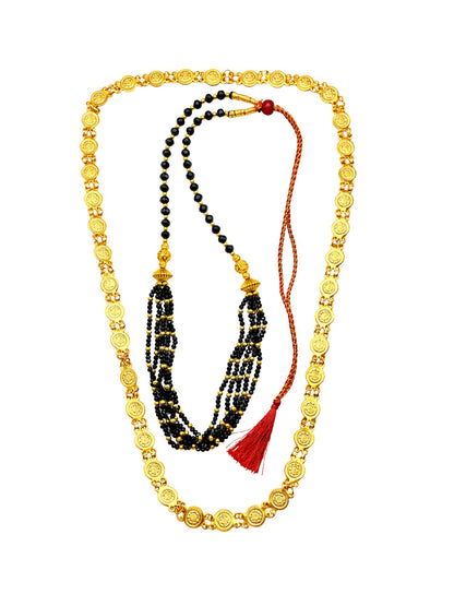 Set of 2 Gold Plated Long & Short Mangalsutra Necklace