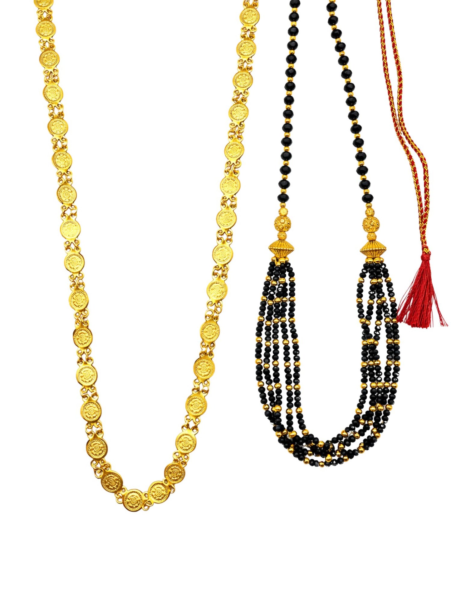 Set of 2 Gold Plated Long & Short Mangalsutra Necklace