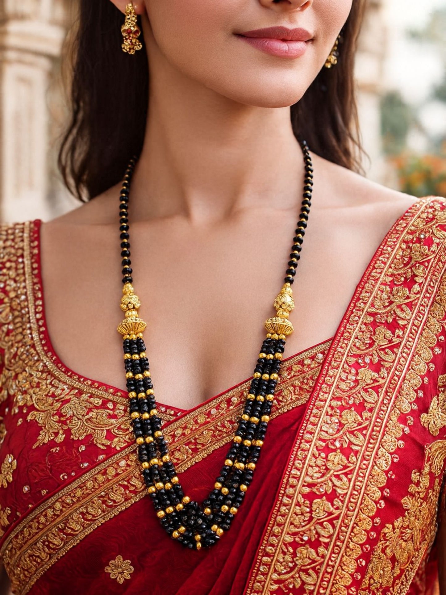 Set of 2 Gold Plated Long & Short Mangalsutra Necklace