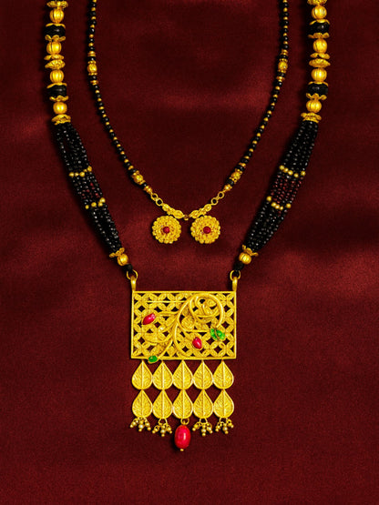 Set of 2 Gold Plated Temple Long & Short Mangalsutra