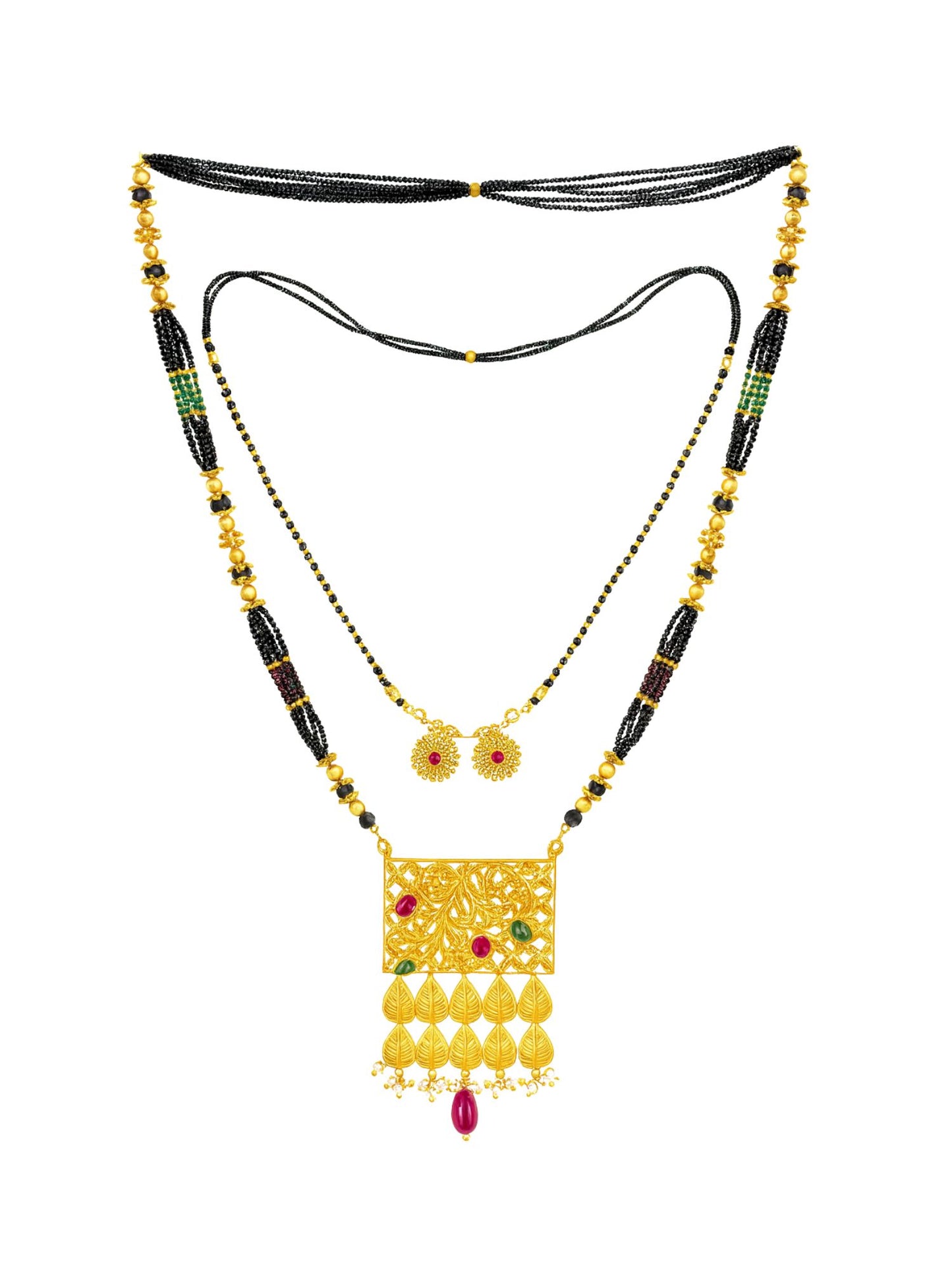 Set of 2 Gold Plated Temple Long & Short Mangalsutra
