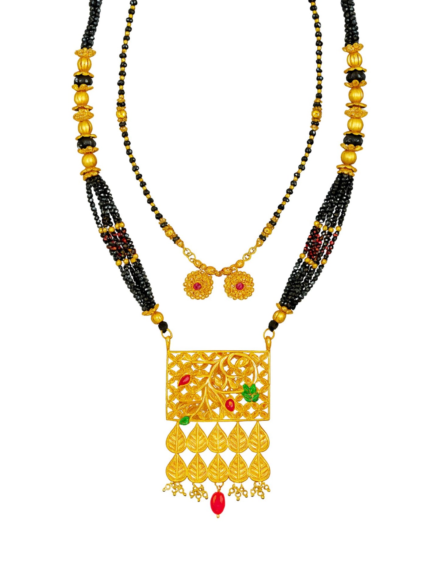 Set of 2 Gold Plated Temple Long & Short Mangalsutra