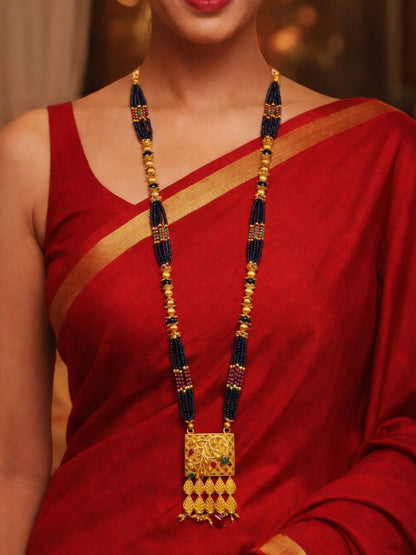 Set of 2 Gold Plated Temple Long & Short Mangalsutra