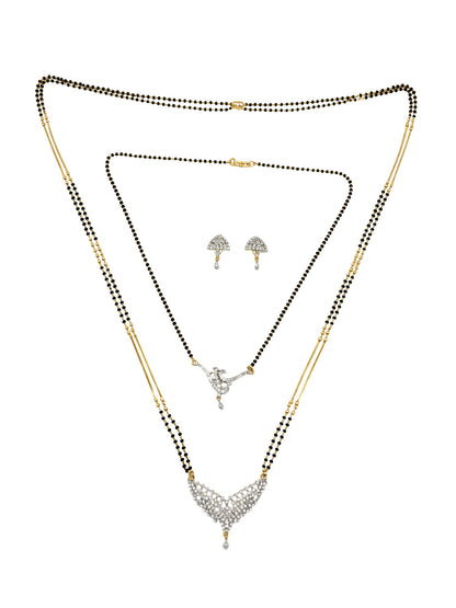 Set of 2 Gold Plated AD Long & Short Mangalsutra Set