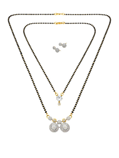 Set of 2 Long & Short Mangalsutra with Earrings