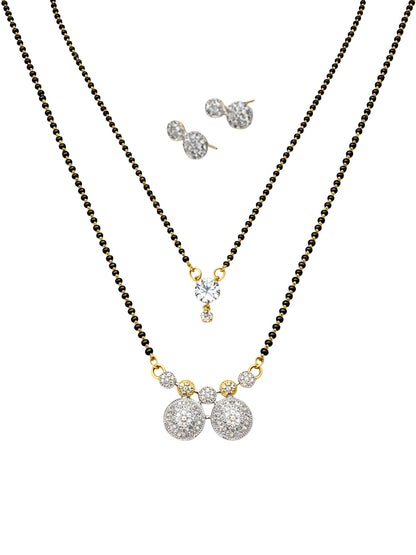 Set of 2 Long & Short Mangalsutra with Earrings