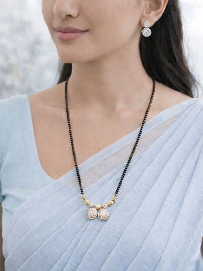 Set of 2 Long & Short Mangalsutra with Earrings