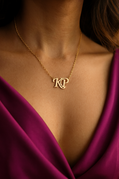 Classic Monogram Necklace With Intertwined Personalised Initials Of 2 Letters