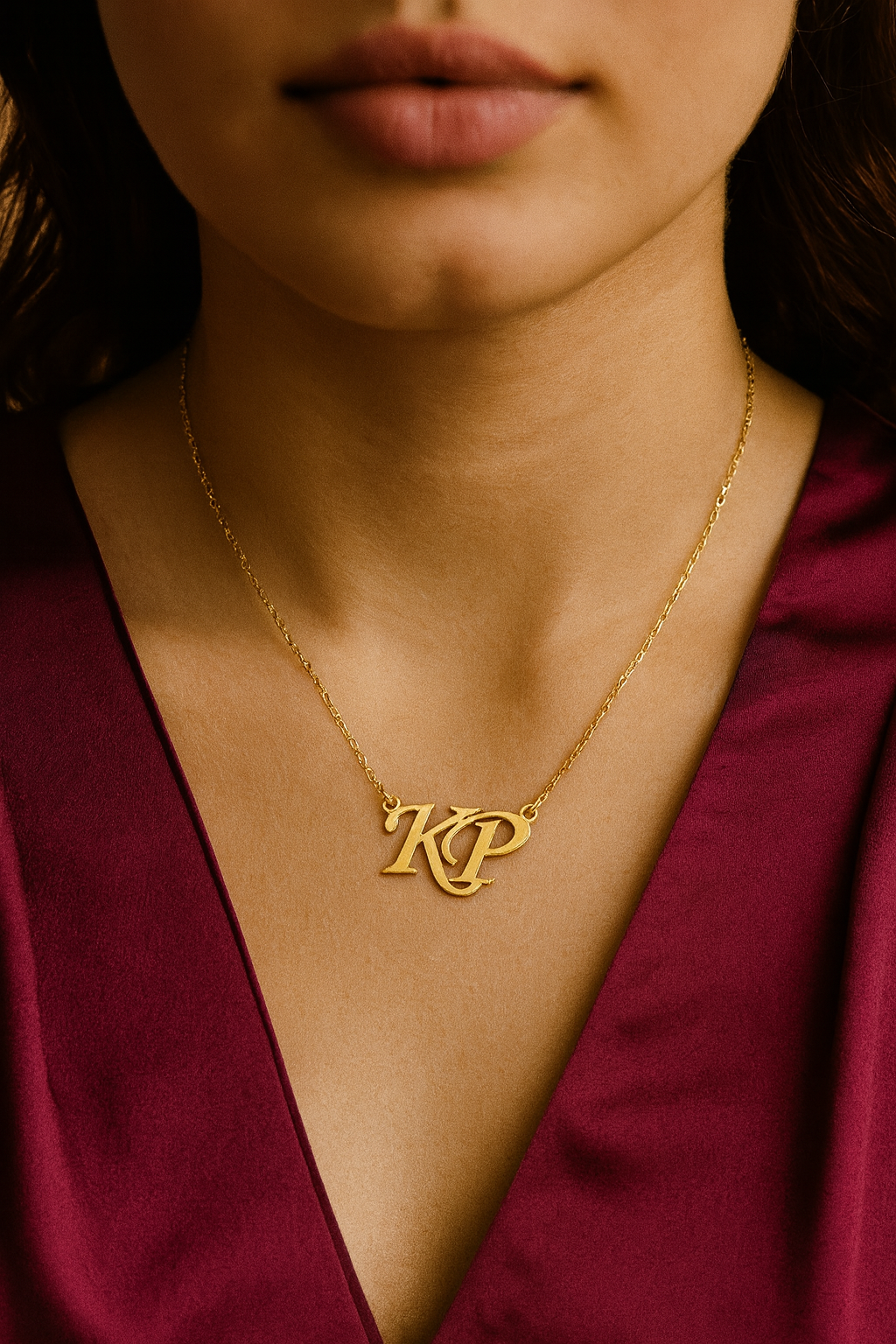 Classic Monogram Necklace With Intertwined Personalised Initials Of 2 Letters