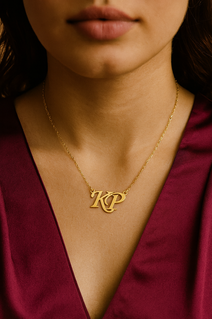 Classic Monogram Necklace With Intertwined Personalised Initials Of 2 Letters