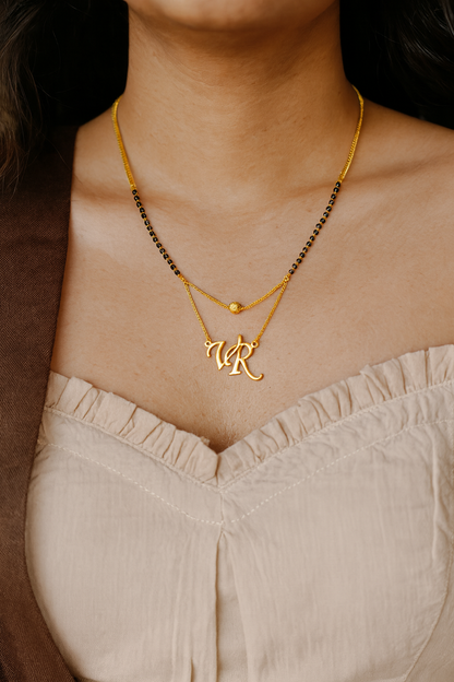 Custom Initial Pendant Name Mangalsutra Necklace (20 Inches)