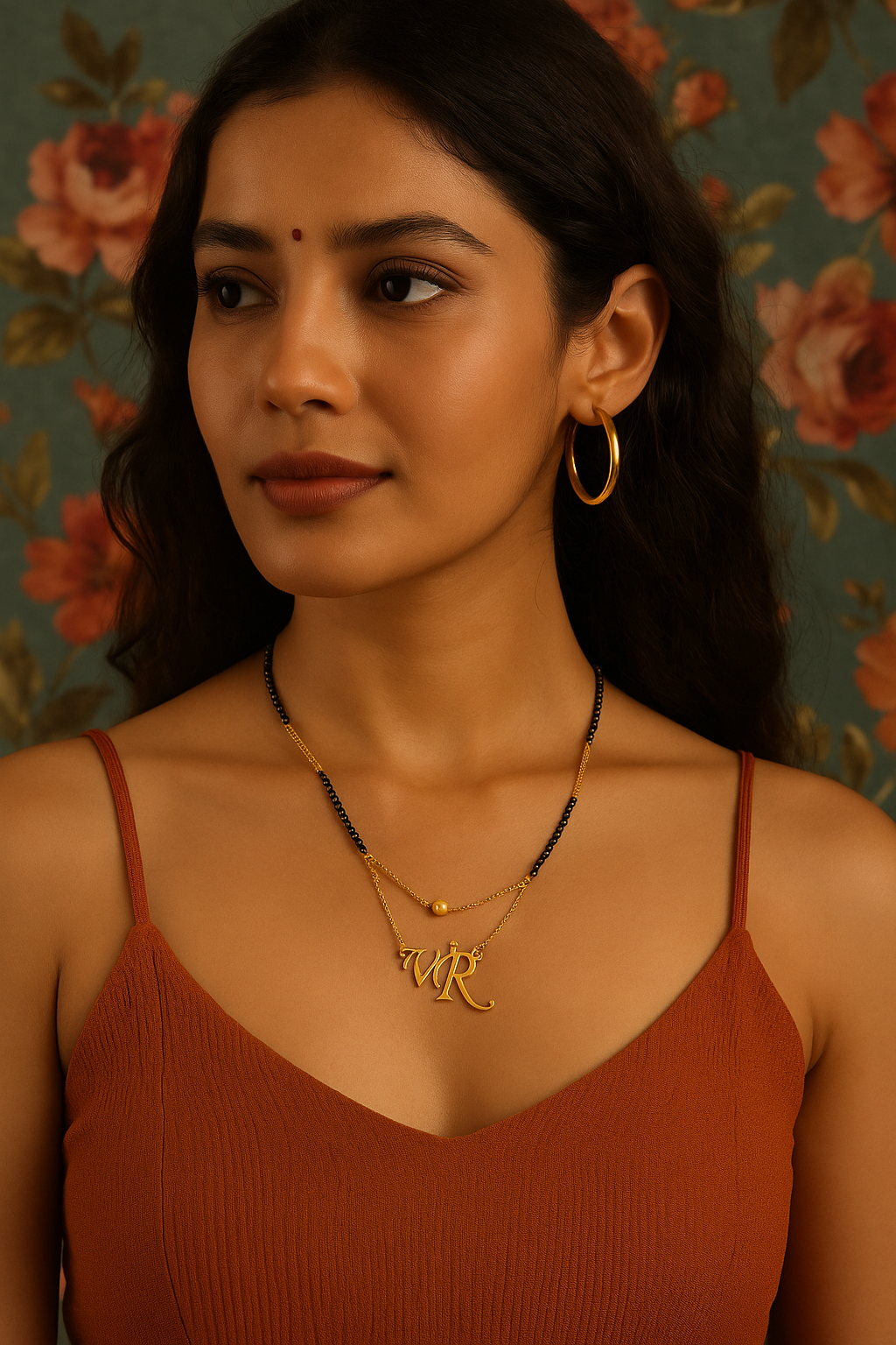 Custom Initial Pendant Name Mangalsutra Necklace (20 Inches)