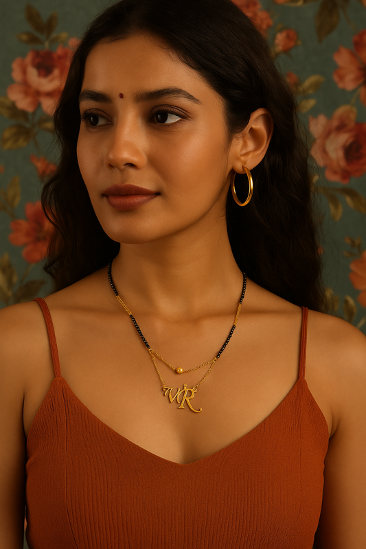 Custom Initial Pendant Name Mangalsutra Necklace (20 Inches)