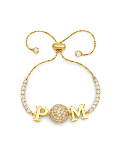 Custom 2 Name Initial Alphabet With AD Ball Gold Plated Bracelets