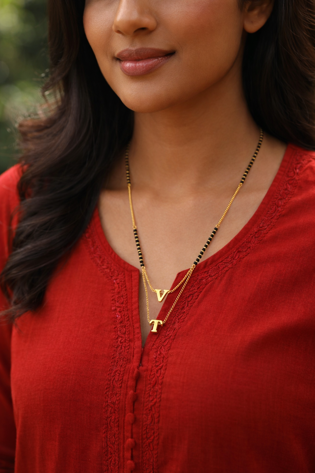 Custom 2 Initial Letter Short Mangalsutra Necklace