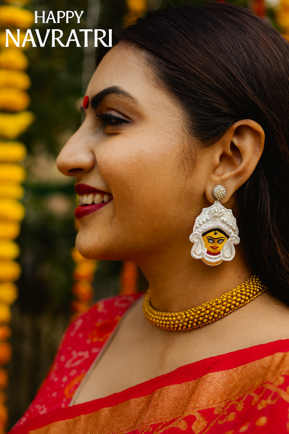 Durga Maa Design Beaded Earrings