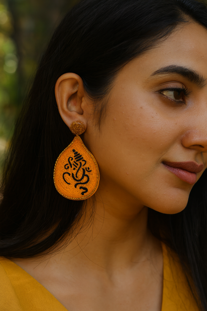 Colourful Beaded Lord Ganesha Design Dangler Earring Jewellery For Women