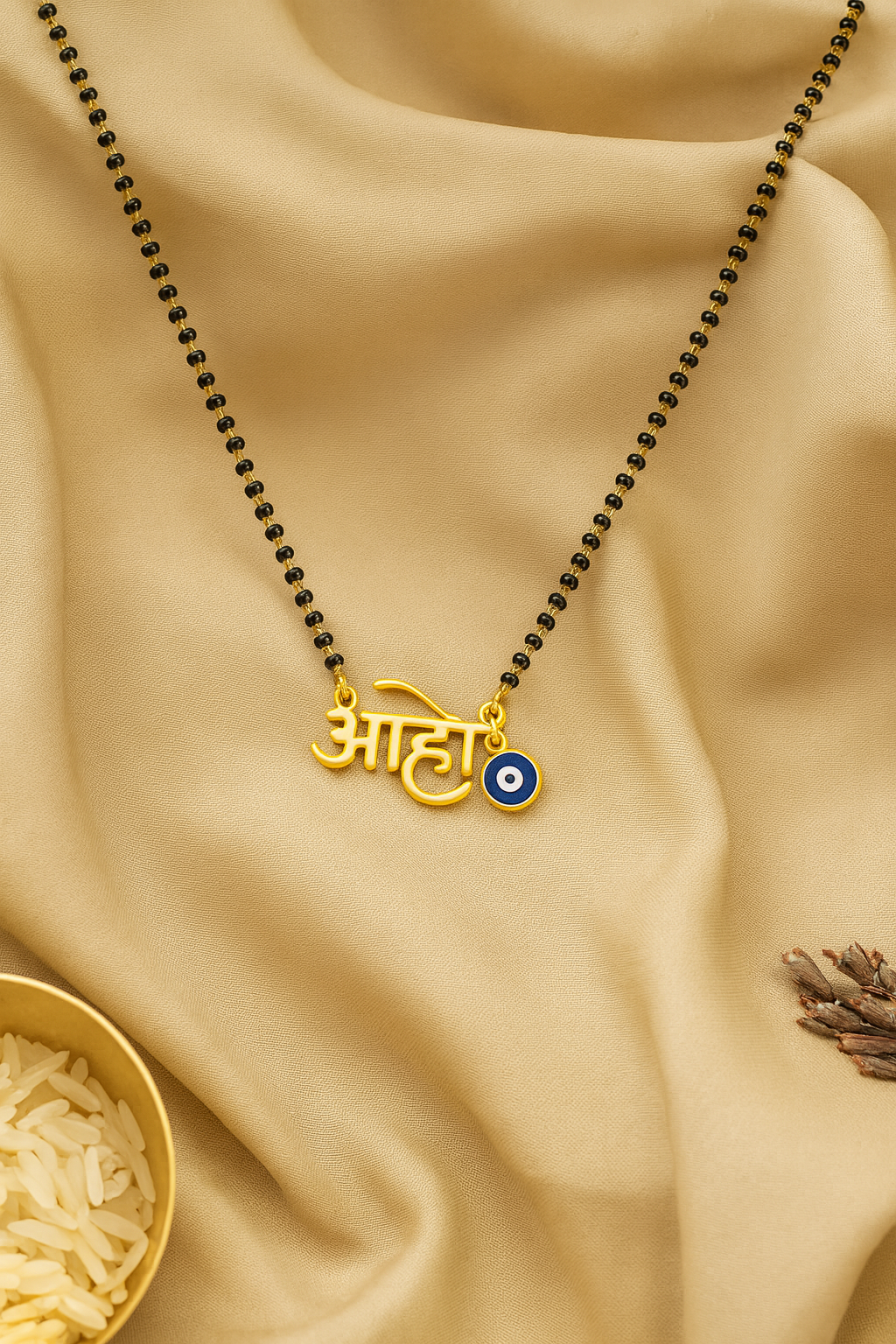 Marathi ‘आहो’ Aho Name Pendant Mangalsutra | Gold Plated
