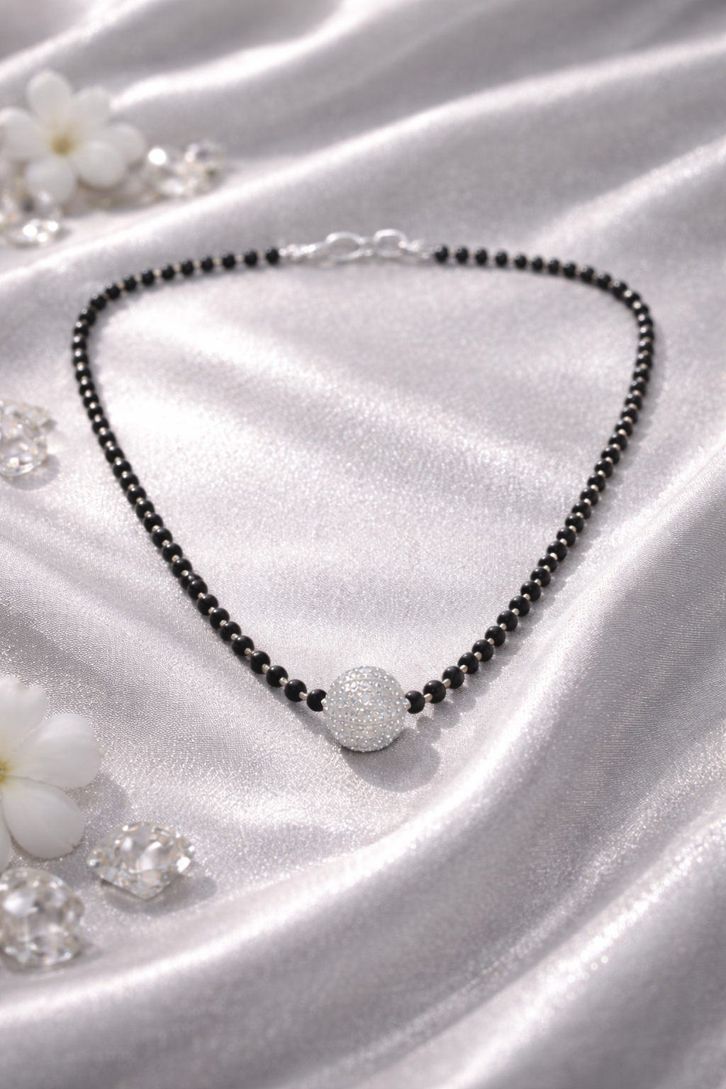 Short Mangalsutra Design Silver Ball Pendant