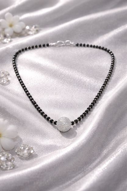 Short Mangalsutra Design Silver Ball Pendant