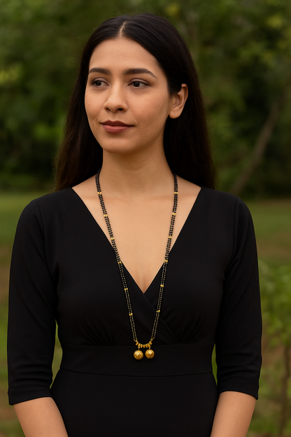 Long Mangalsutra Designs Gold Plated Latest 2 Vati Pendant Traditional Mangalsutra