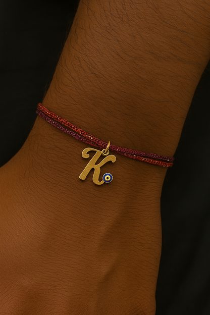 A-Z Letter Evil Eye Thread Rakhi Lumba+Free Necklace chain