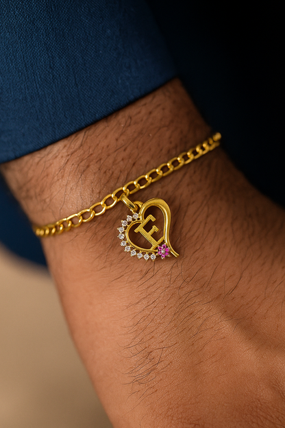 A-Z Letter Heart Rakhi Lumba Bracelet