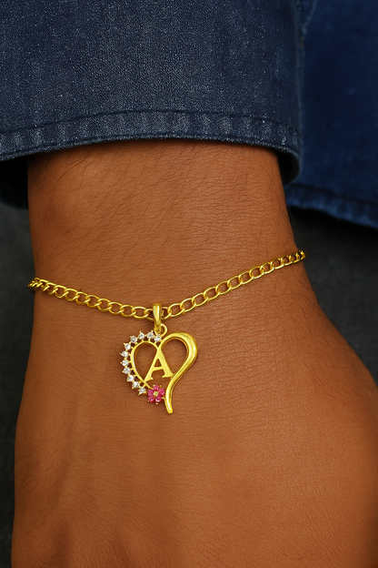 A-Z Letter Heart Rakhi Lumba Bracelet
