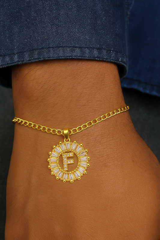A-Z Letter Diamond Rakhi Lumba Bracelet+Free Necklace Chain