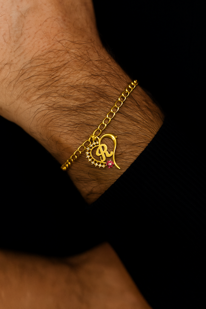A-Z Letter Heart Rakhi Lumba Bracelet